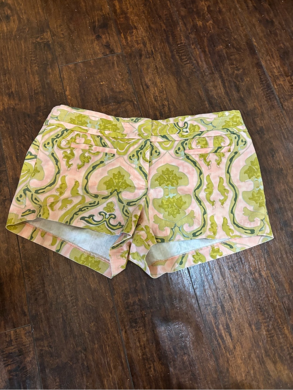 J. Crew Peach and Green Printed Cotton Shorts - 10
